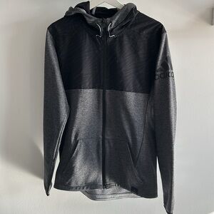 Adidas Men's Black & Gray Reflective Top Climalite Full Zip Hoodie Size …